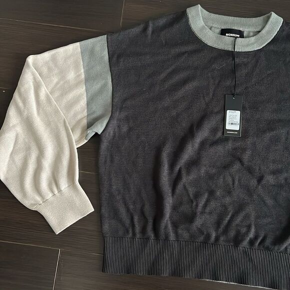 NWT Monrow Color Block Relaxed Sweater, XS - Picture 5 of 8